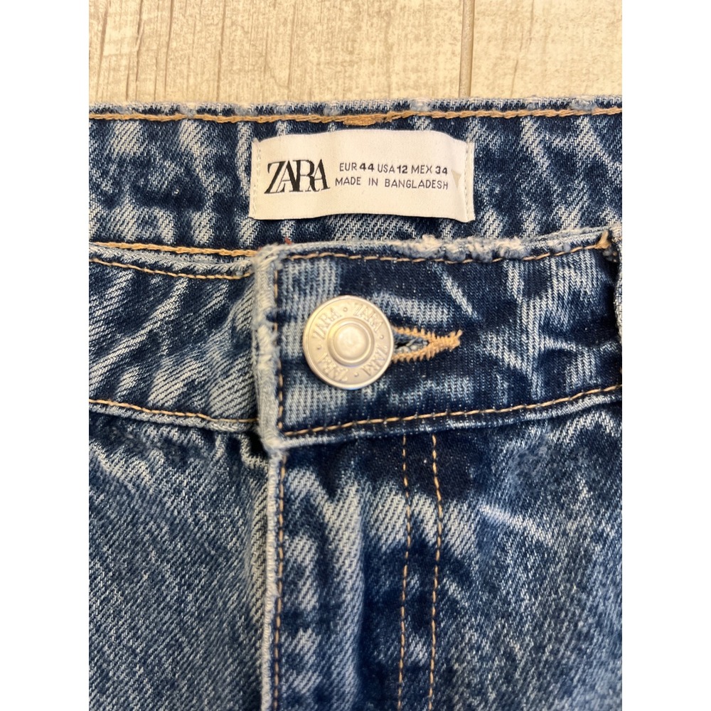 ZARA Women's Blue Distressed Ripped Denim‎ Jeans Size 12